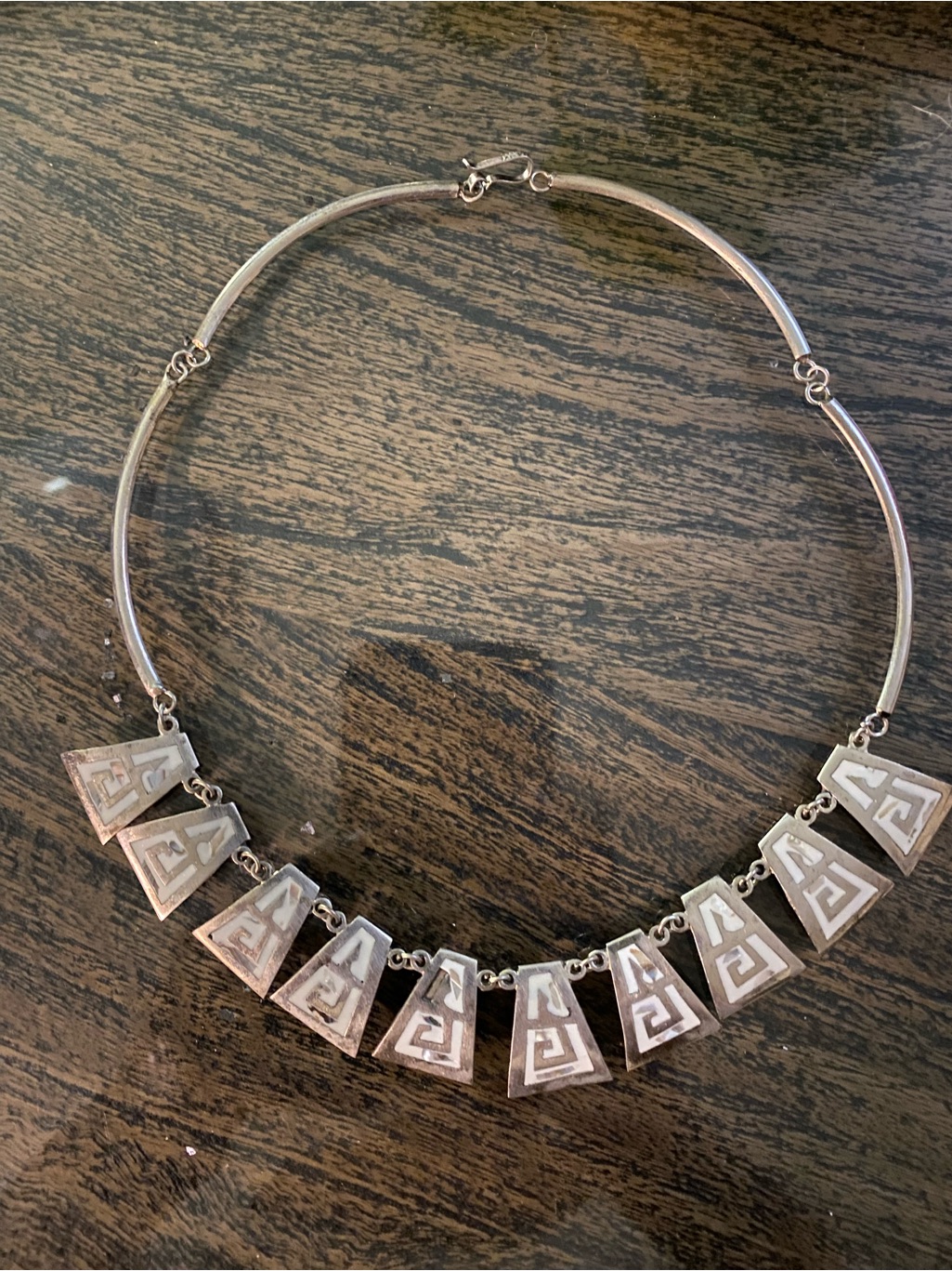 Silver Geometric Pendant Necklace  Silver